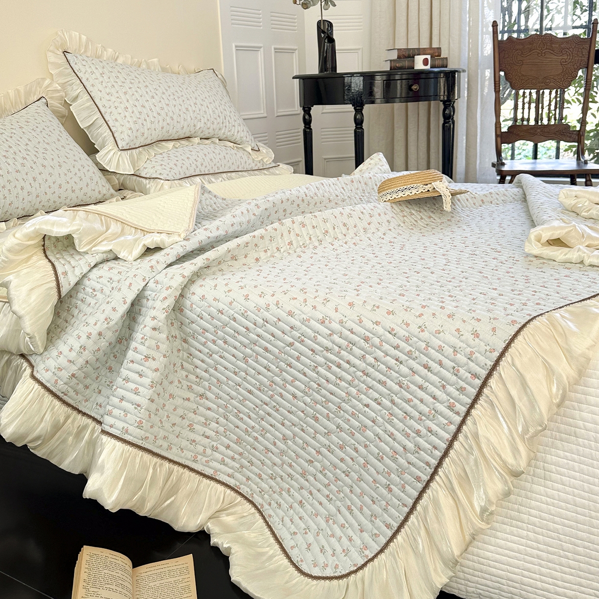 91家纺网 家纺一手货源 找家纺 美优兰 2026新款全棉13372法式花边床盖（含买家秀） 风铃