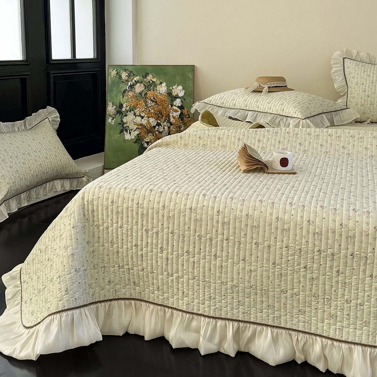 91家纺网 家纺一手货源 找家纺 美优兰 2026新款全棉13372法式花边床盖（含买家秀） 花影