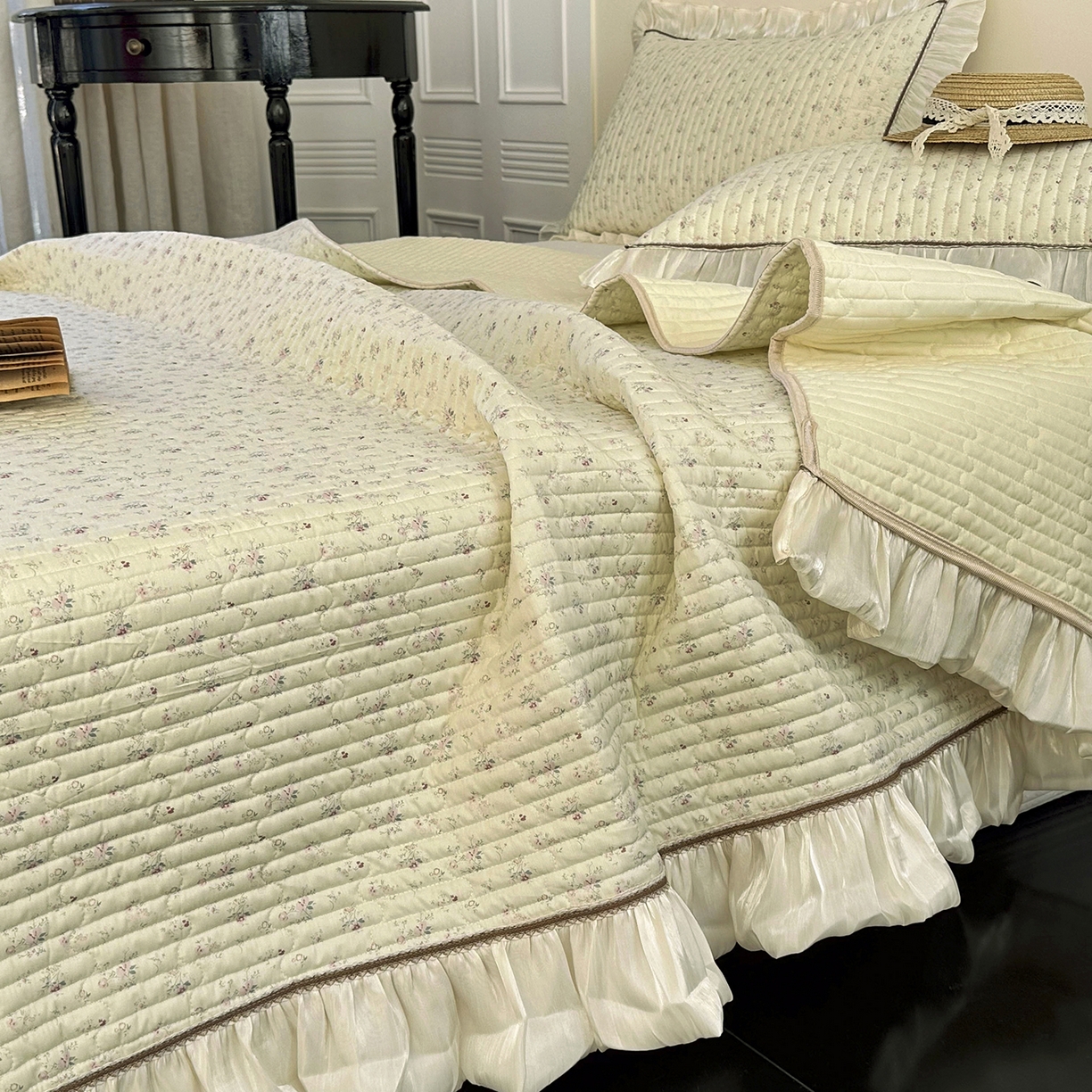 91家纺网 家纺一手货源 找家纺 美优兰 2026新款全棉13372法式花边床盖（含买家秀） 花影