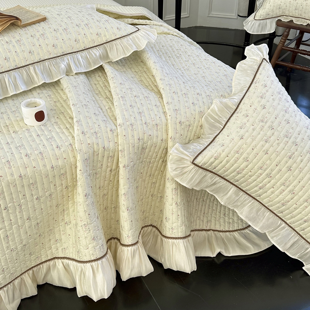 91家纺网 家纺一手货源 找家纺 美优兰 2026新款全棉13372法式花边床盖（含买家秀） 花影