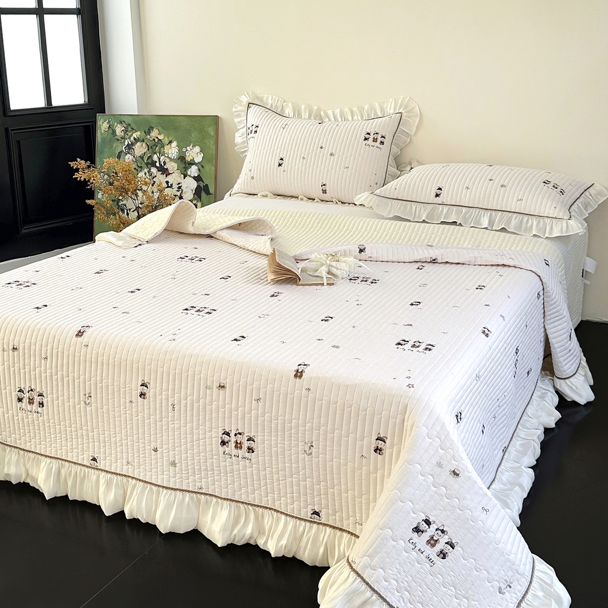 91家纺网 家纺一手货源 找家纺 美优兰 2026新款全棉13372法式花边床盖（含买家秀） 奶酪兔