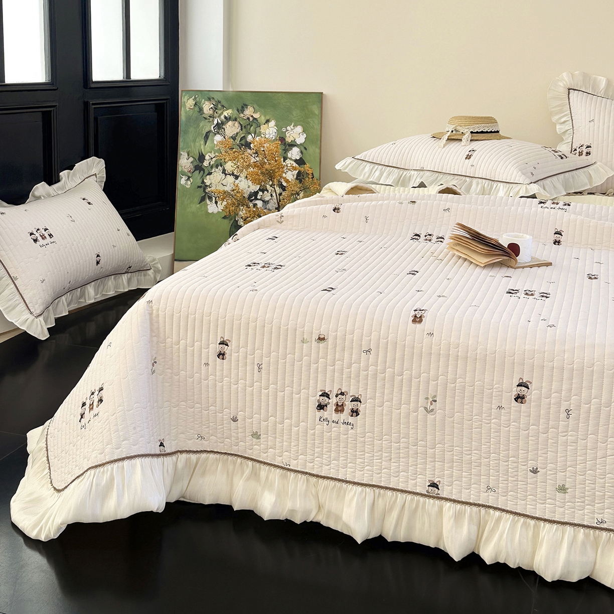 91家纺网 家纺一手货源 找家纺 美优兰 2026新款全棉13372法式花边床盖（含买家秀） 奶酪兔