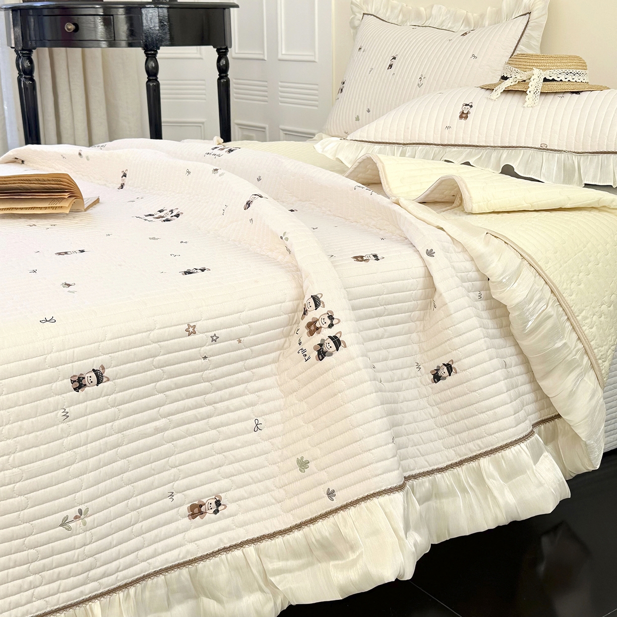 91家纺网 家纺一手货源 找家纺 美优兰 2026新款全棉13372法式花边床盖（含买家秀） 奶酪兔