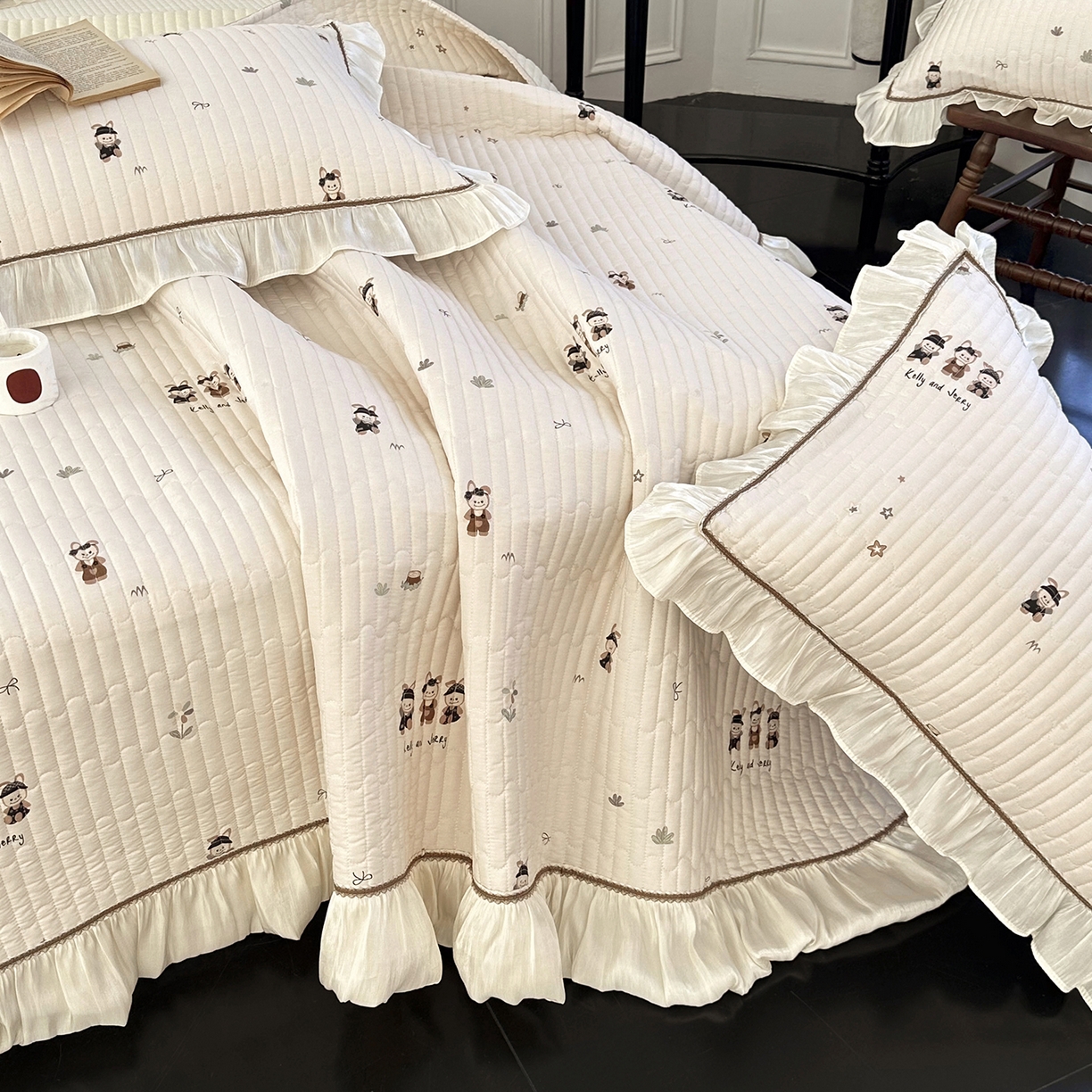 91家纺网 家纺一手货源 找家纺 美优兰 2026新款全棉13372法式花边床盖（含买家秀） 奶酪兔