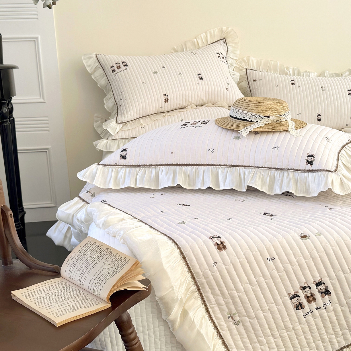 91家纺网 家纺一手货源 找家纺 美优兰 2026新款全棉13372法式花边床盖（含买家秀） 奶酪兔