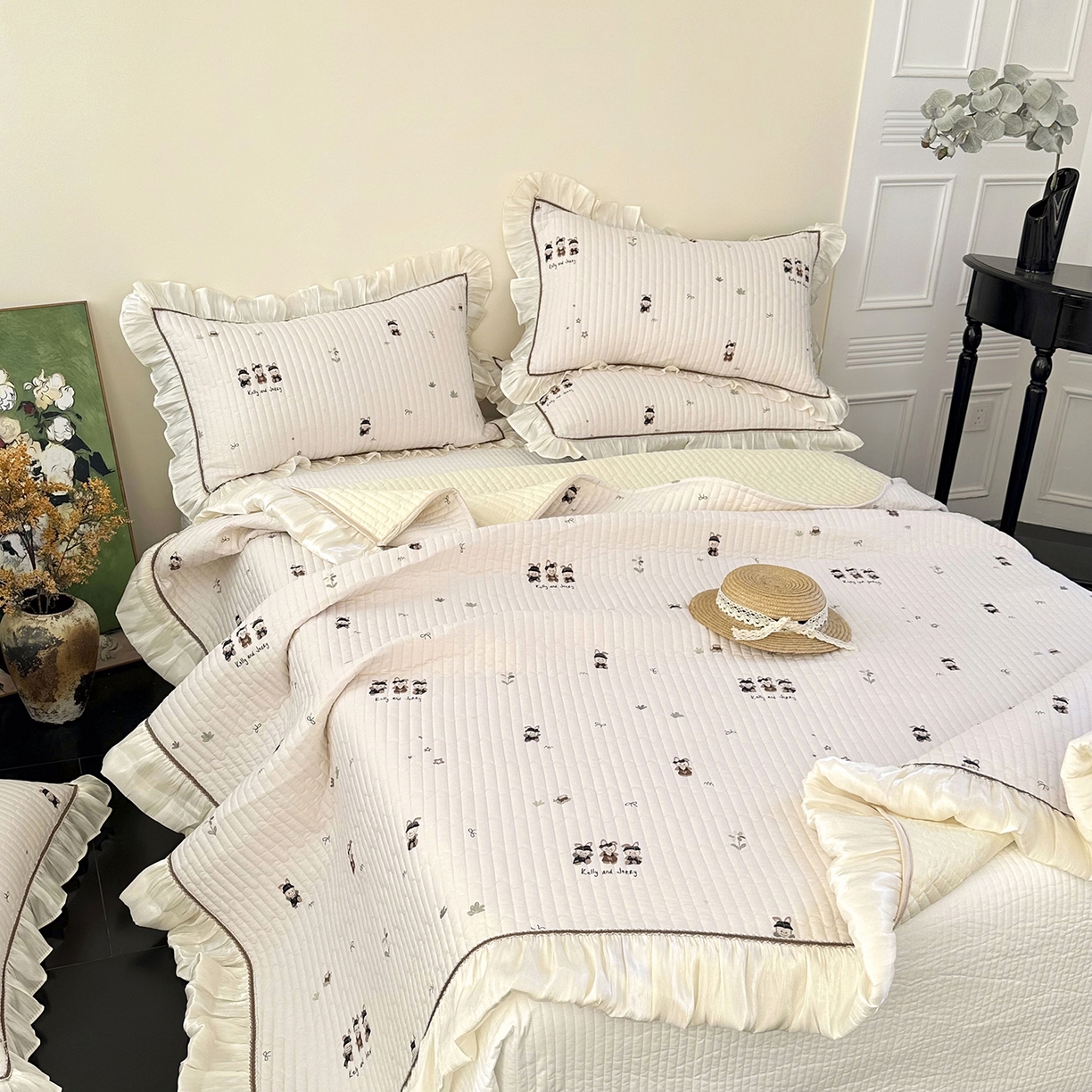 91家纺网 家纺一手货源 找家纺 美优兰 2026新款全棉13372法式花边床盖（含买家秀） 奶酪兔