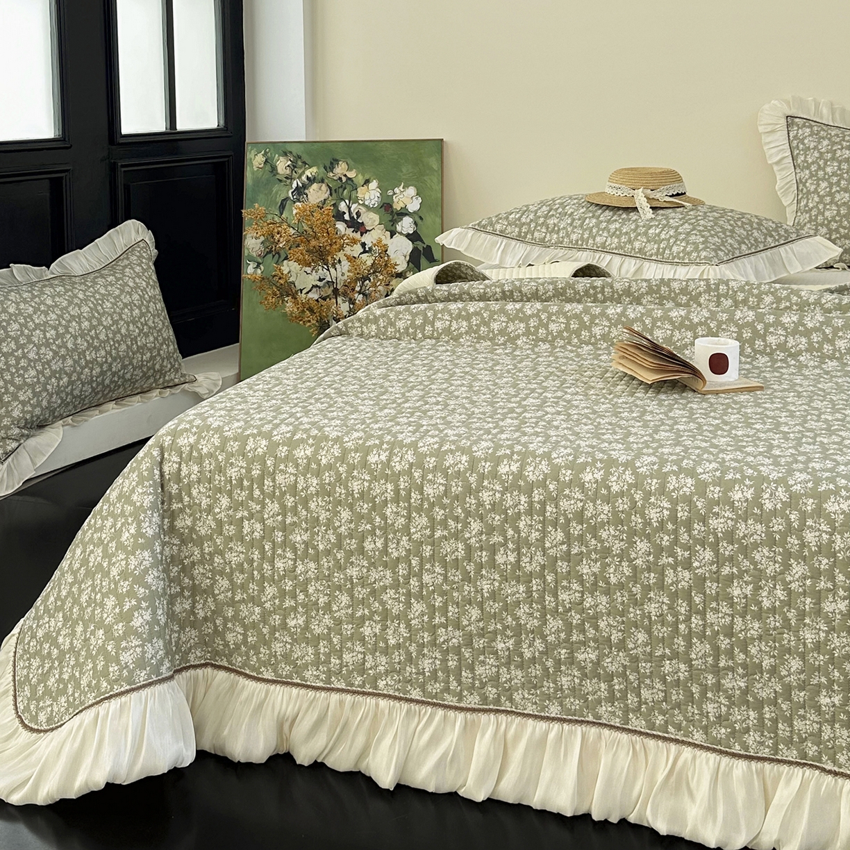 91家纺网 家纺一手货源 找家纺 美优兰 2026新款全棉13372法式花边床盖（含买家秀） 青棠