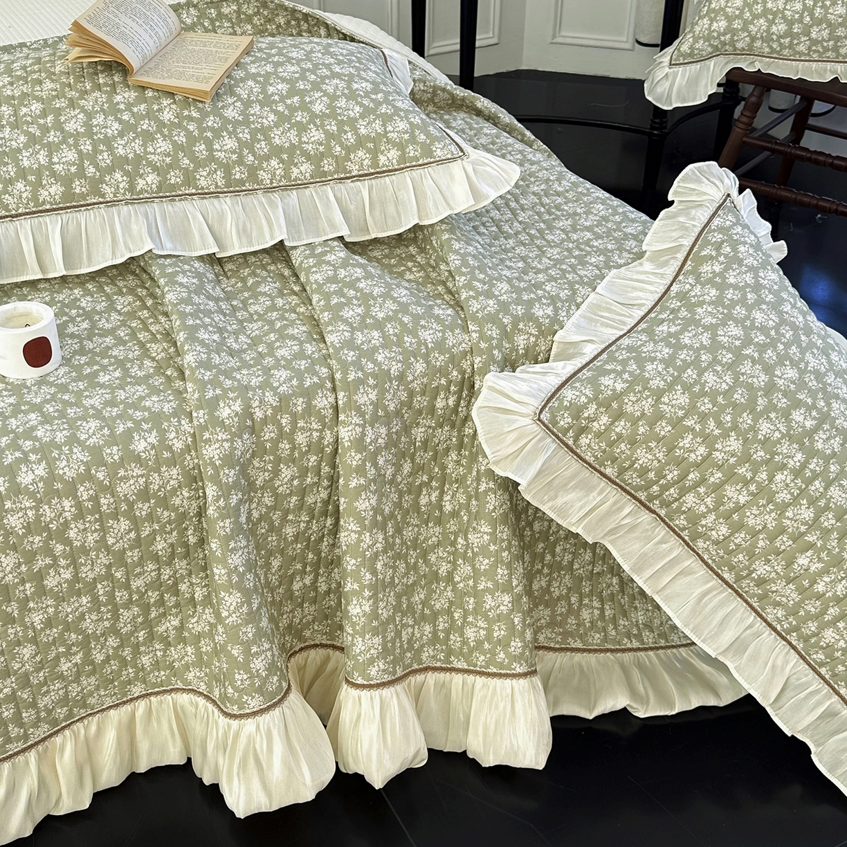 91家纺网 家纺一手货源 找家纺 美优兰 2026新款全棉13372法式花边床盖（含买家秀） 青棠