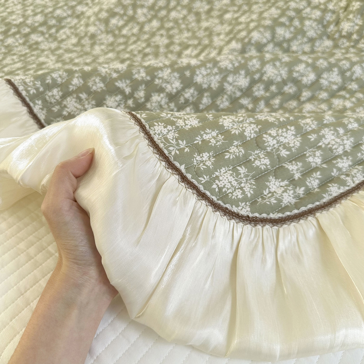 91家纺网 家纺一手货源 找家纺 美优兰 2026新款全棉13372法式花边床盖（含买家秀） 青棠