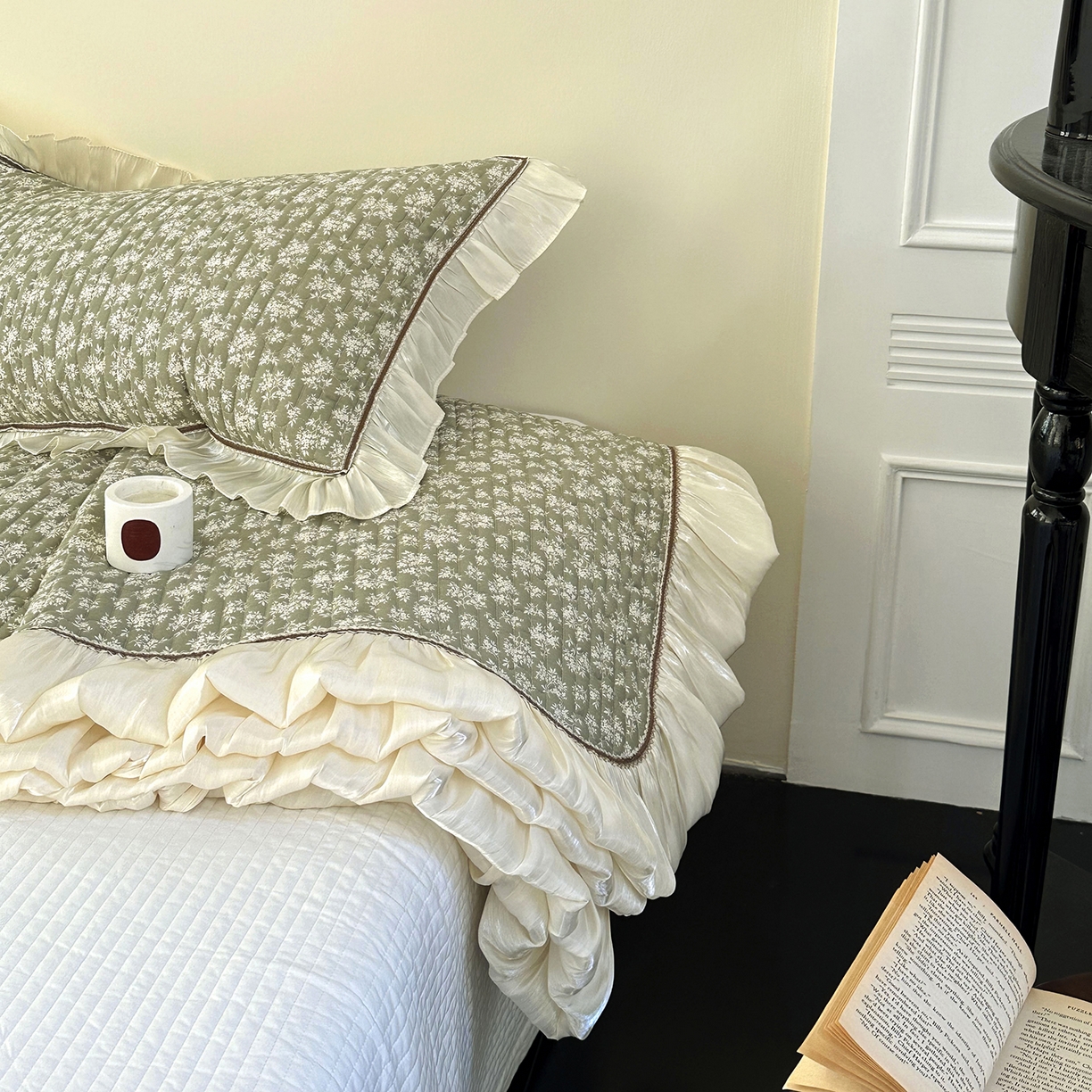 91家纺网 家纺一手货源 找家纺 美优兰 2026新款全棉13372法式花边床盖（含买家秀） 青棠