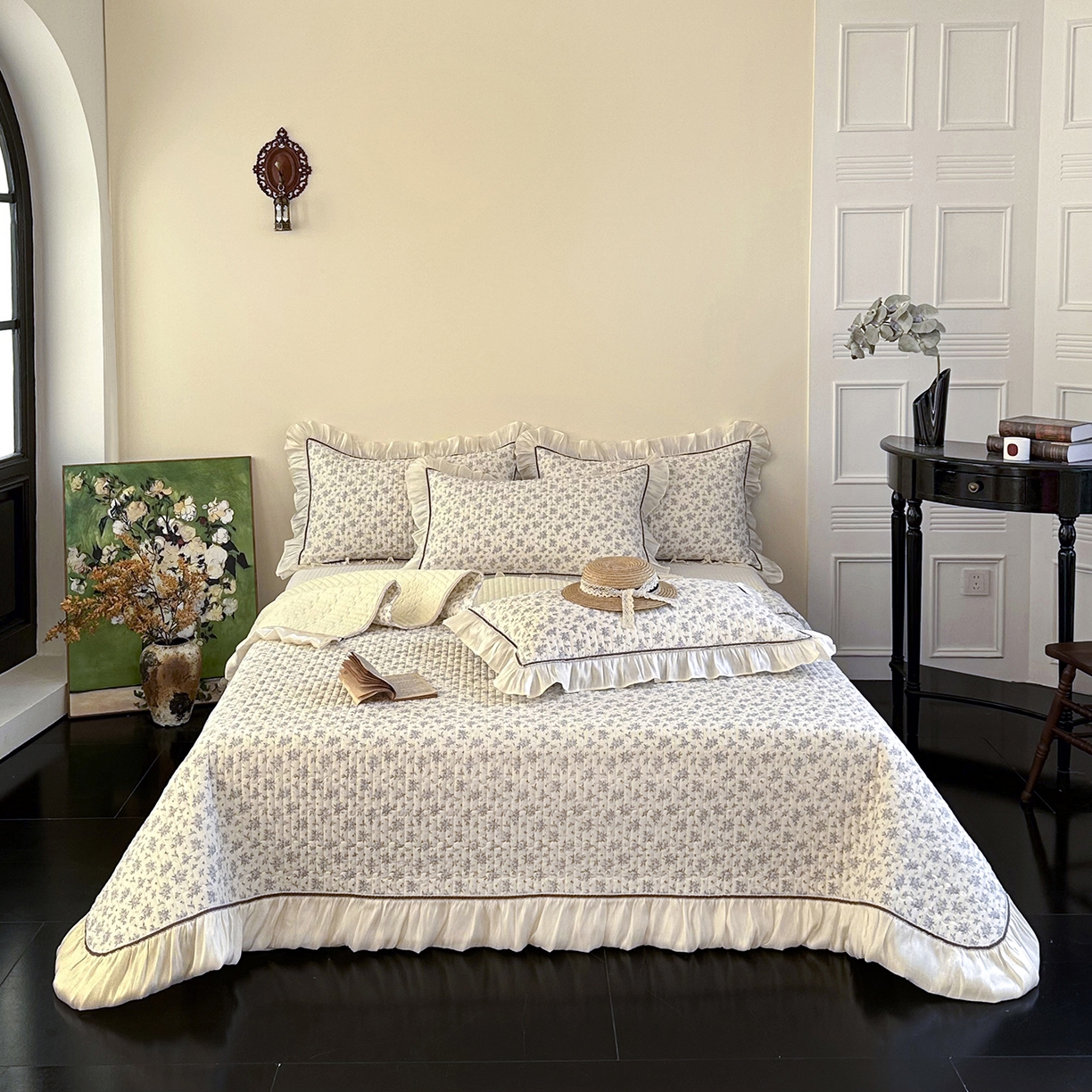 91家纺网 家纺一手货源 找家纺 美优兰 2026新款全棉13372法式花边床盖（含买家秀） 清幽