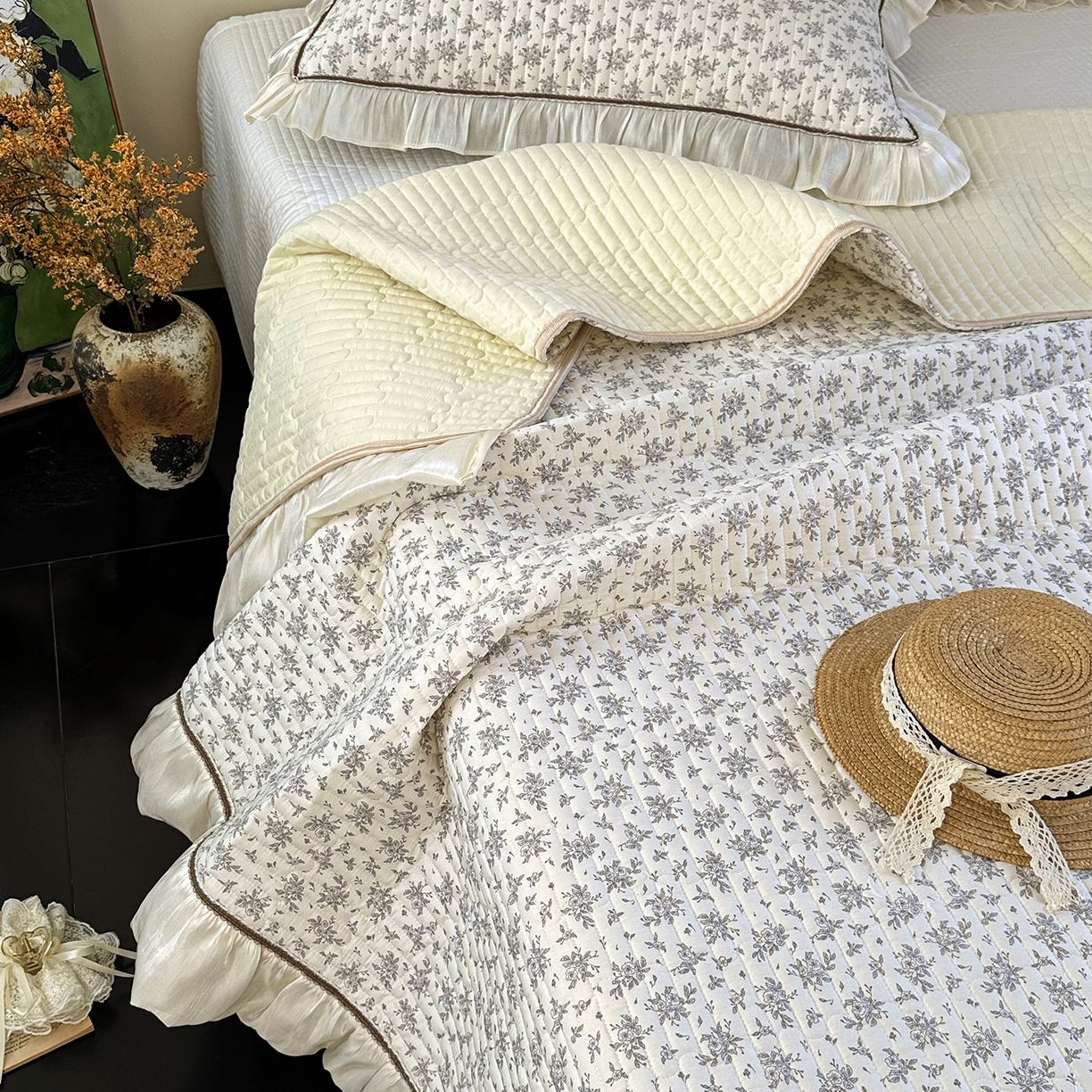 91家纺网 家纺一手货源 找家纺 美优兰 2026新款全棉13372法式花边床盖（含买家秀） 清幽