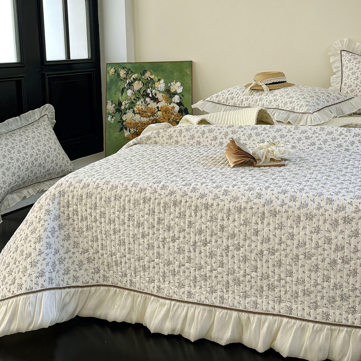 91家纺网 家纺一手货源 找家纺 美优兰 2026新款全棉13372法式花边床盖（含买家秀） 清幽