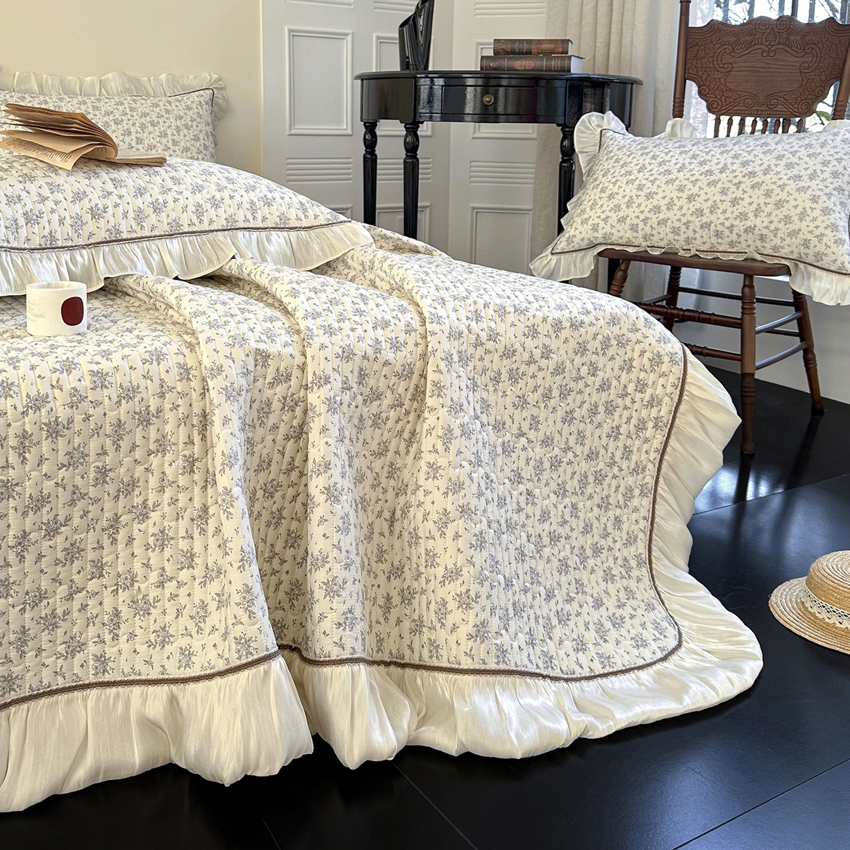 91家纺网 家纺一手货源 找家纺 美优兰 2026新款全棉13372法式花边床盖（含买家秀） 清幽