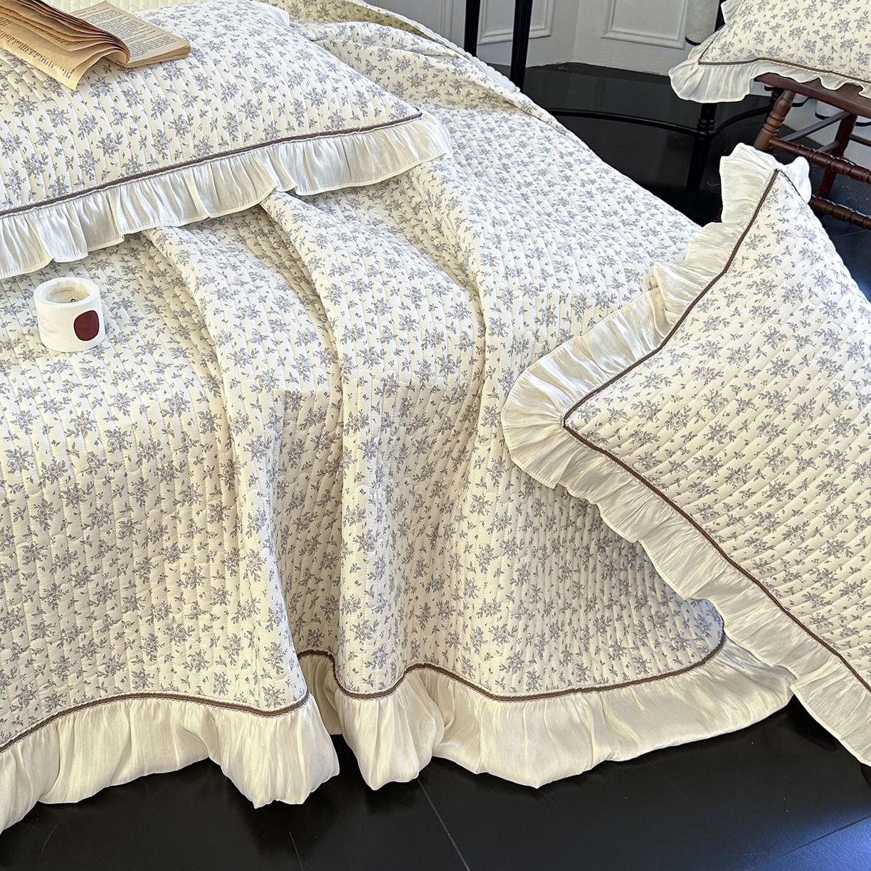 91家纺网 家纺一手货源 找家纺 美优兰 2026新款全棉13372法式花边床盖（含买家秀） 清幽