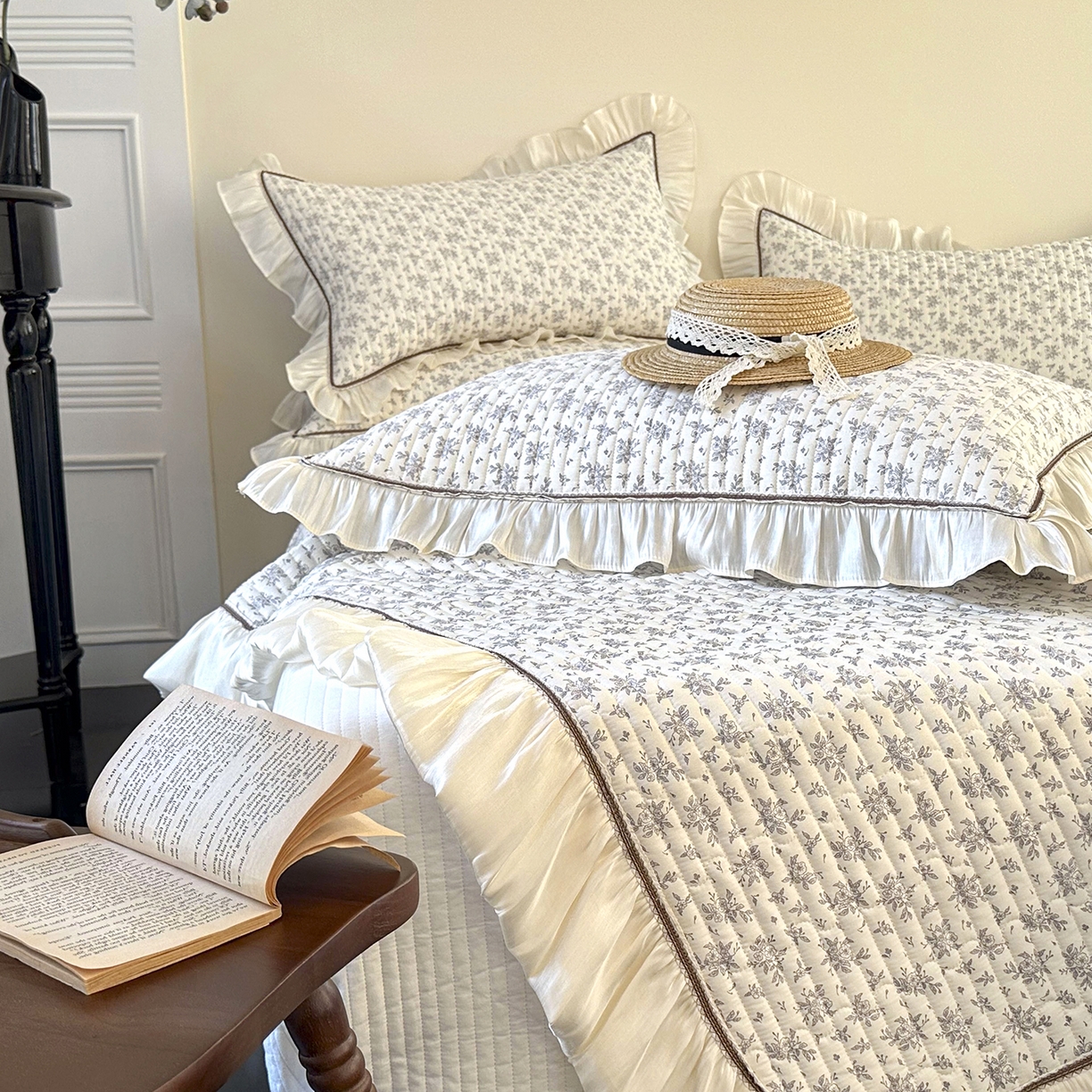 91家纺网 家纺一手货源 找家纺 美优兰 2026新款全棉13372法式花边床盖（含买家秀） 清幽