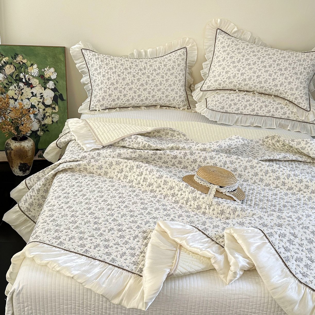 91家纺网 家纺一手货源 找家纺 美优兰 2026新款全棉13372法式花边床盖（含买家秀） 清幽