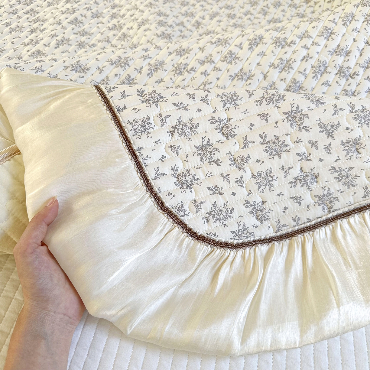 91家纺网 家纺一手货源 找家纺 美优兰 2026新款全棉13372法式花边床盖（含买家秀） 清幽