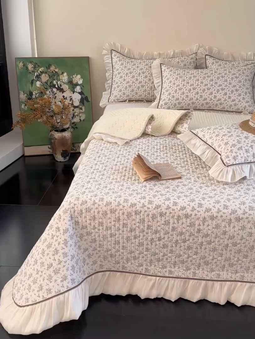 91家纺网 家纺一手货源 找家纺 美优兰 2026新款全棉13372法式花边床盖（含买家秀） 清幽