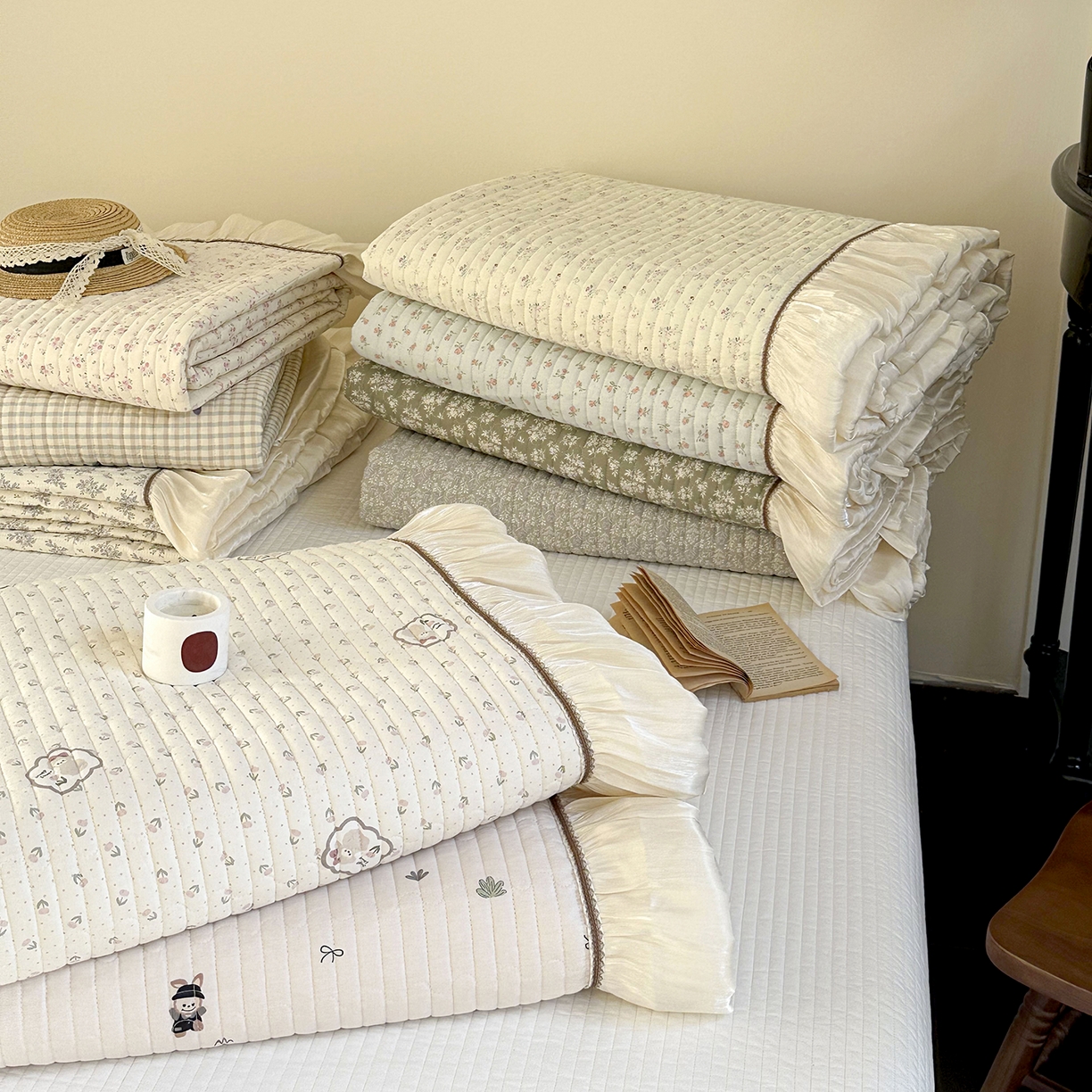 91家纺网 家纺一手货源 找家纺 美优兰 2026新款全棉13372法式花边床盖（含买家秀） 组合图