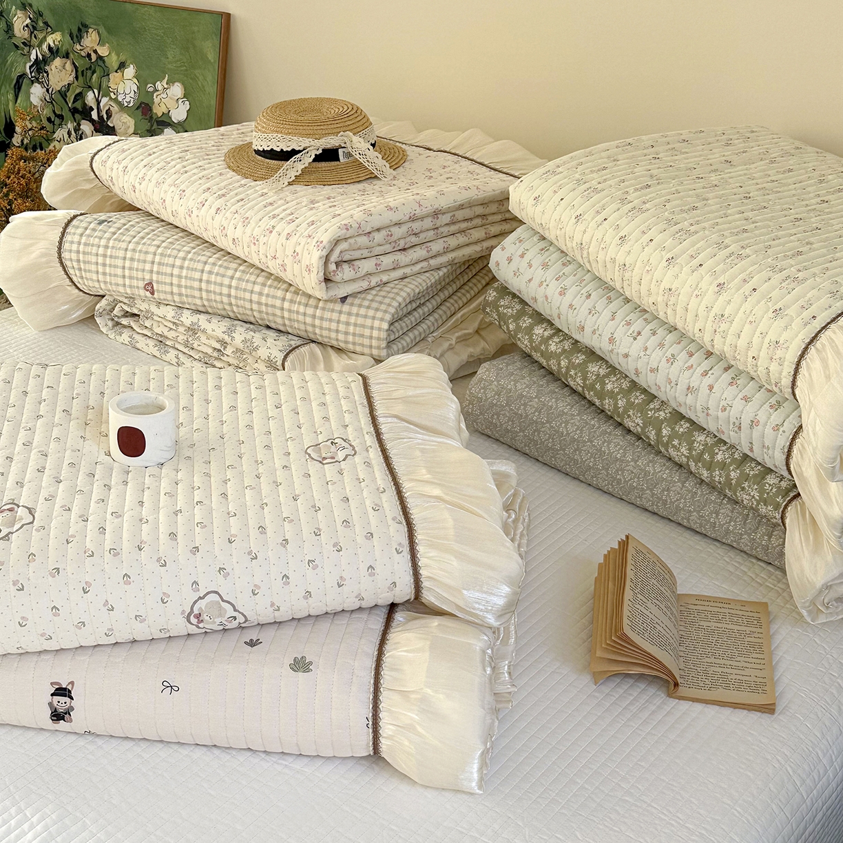 91家纺网 家纺一手货源 找家纺 美优兰 2026新款全棉13372法式花边床盖（含买家秀） 组合图