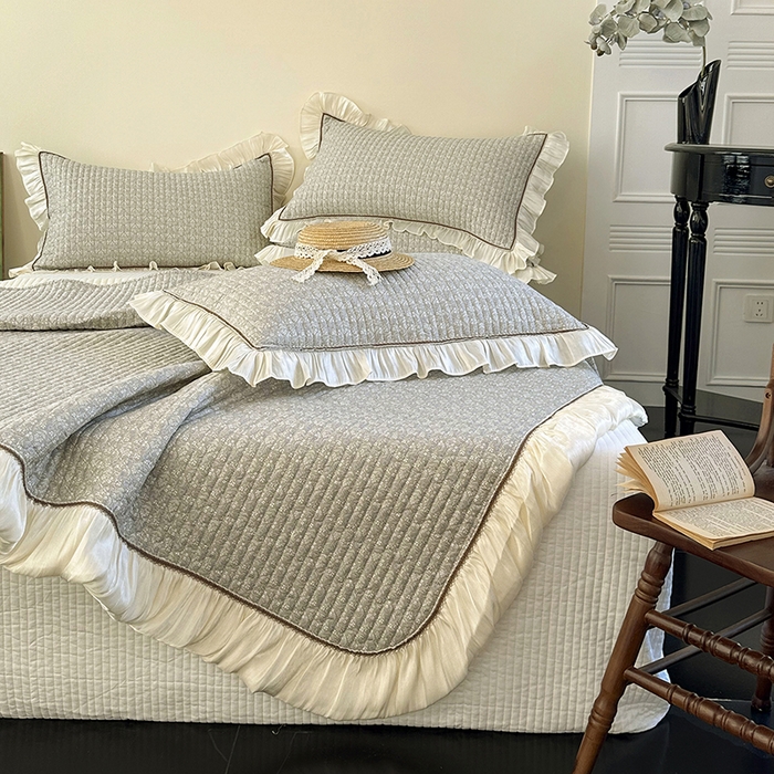 91家纺网 家纺一手货源 找家纺 美优兰 2025新款全棉防滑榻榻米炕垫纯棉床盖三件套 米洛