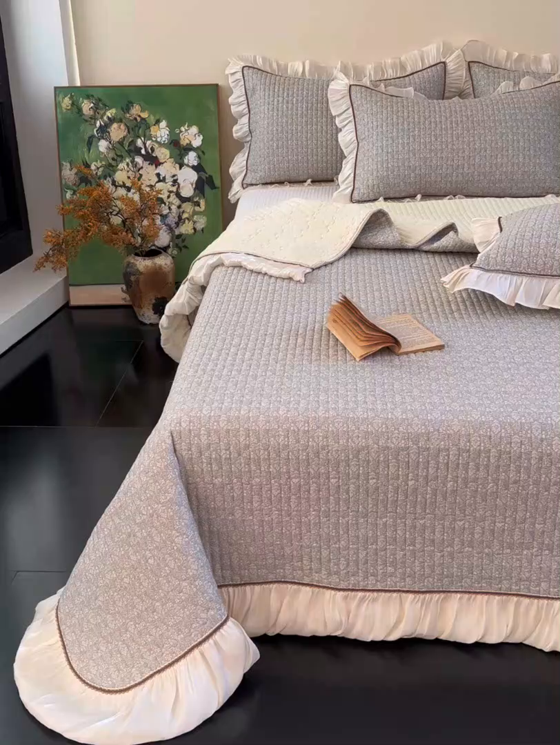 91家纺网 家纺一手货源 找家纺 （总）美优兰 2026新款全棉13372法式花边床盖（含买家秀）