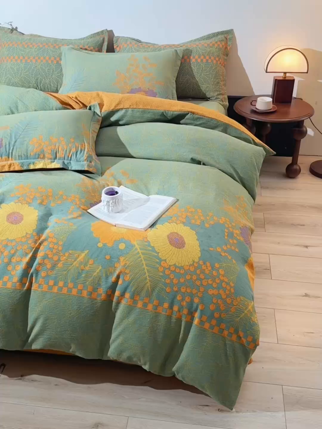 91家纺网 家纺一手货源 找家纺 （总）大元 2026新款亲肤水洗棉双层纱提花四件套