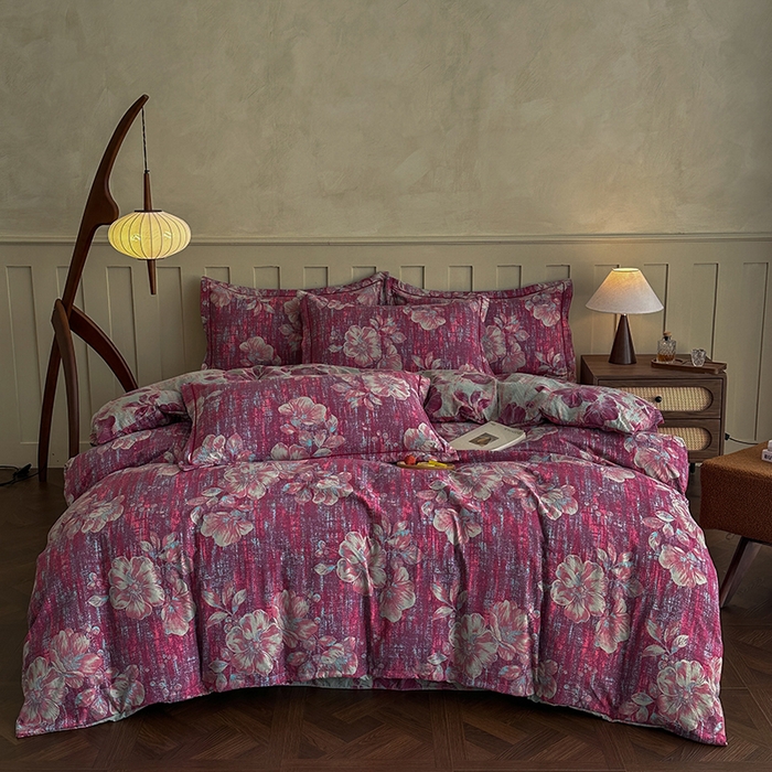 91家纺网 家纺一手货源 找家纺 （总）大元 2026新款亲肤水洗棉双层纱提花四件套