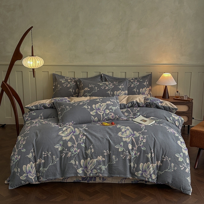 91家纺网 家纺一手货源 找家纺 （总）大元 2026新款亲肤水洗棉双层纱提花四件套