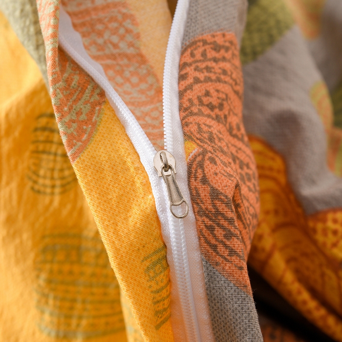 91家纺网 家纺一手货源 找家纺 大元 2026新款亲肤水洗棉双层纱提花四件套 多彩南瓜