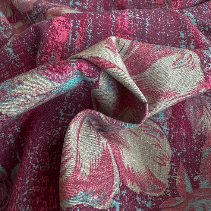 91家纺网 家纺一手货源 找家纺 大元 2026新款亲肤水洗棉双层纱提花四件套 花开富贵-红