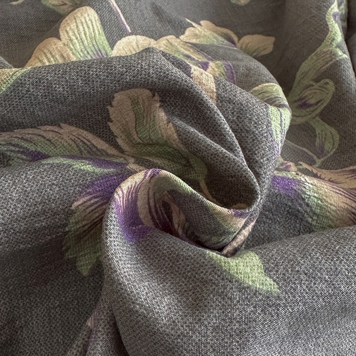 91家纺网 家纺一手货源 找家纺 大元 2026新款亲肤水洗棉双层纱提花四件套 兰花草-灰