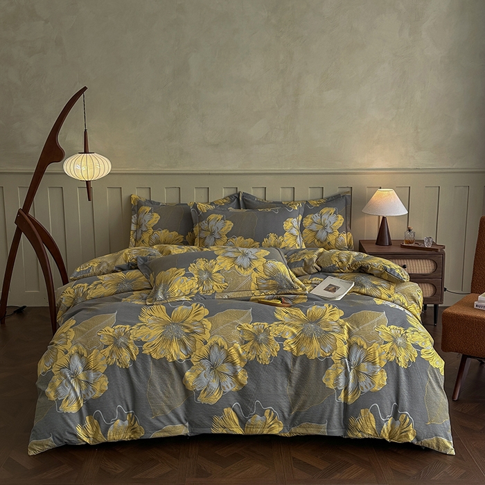 大元 2026新款亲肤水洗棉双层纱提花四件套 水木清华-黄