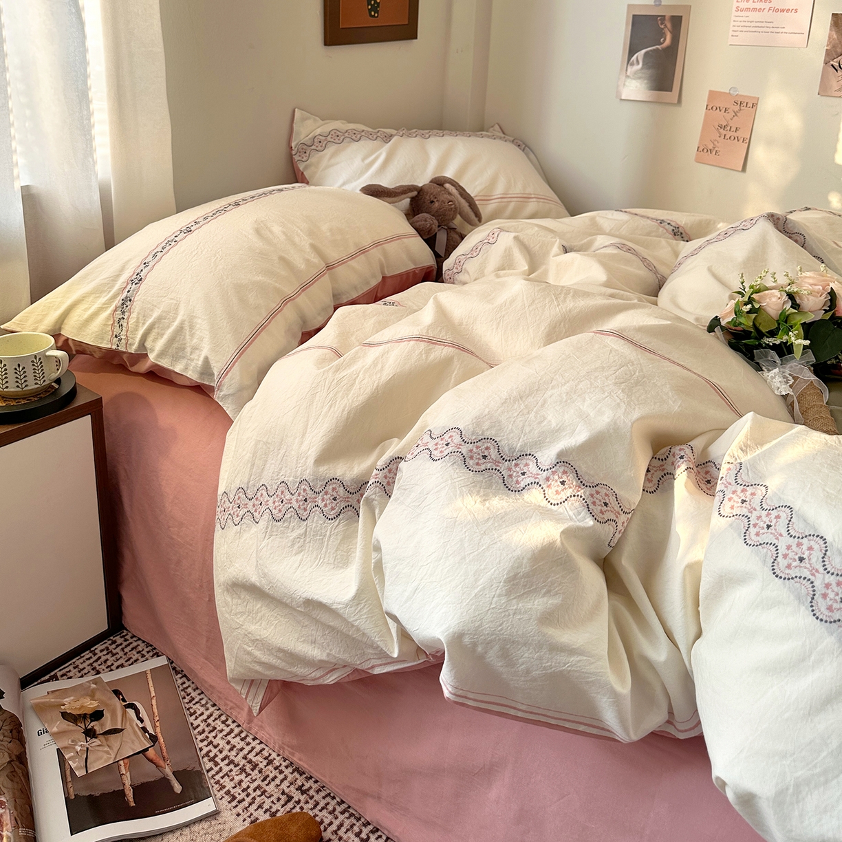 91家纺网 家纺一手货源 找家纺 （总）艾咪-Amy ntmy 2026新款法式复古风全棉纯棉色织提花四件套-繁花