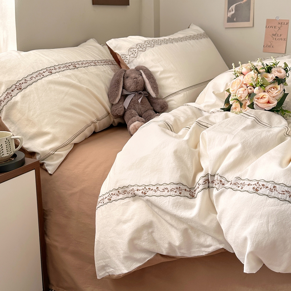 91家纺网 家纺一手货源 找家纺 艾咪-Amy ntmy 2026新款法式复古风全棉纯棉色织提花四件套-繁花 繁花咖