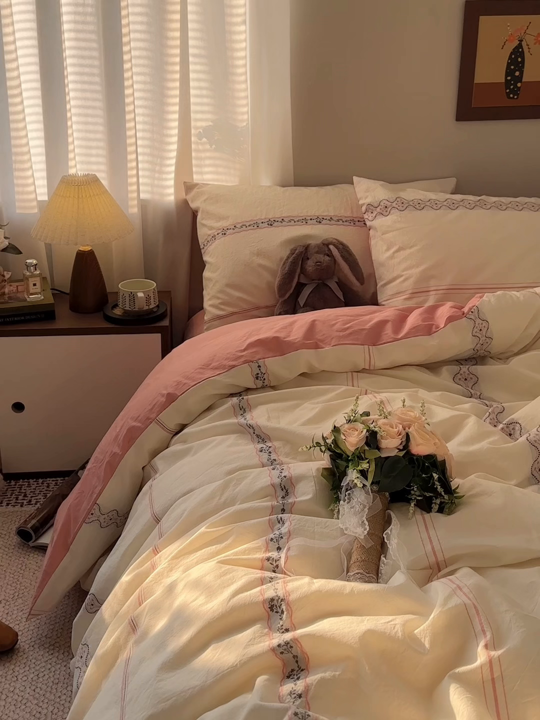 91家纺网 家纺一手货源 找家纺 艾咪-Amy ntmy 2026新款法式复古风全棉纯棉色织提花四件套-繁花 繁花粉