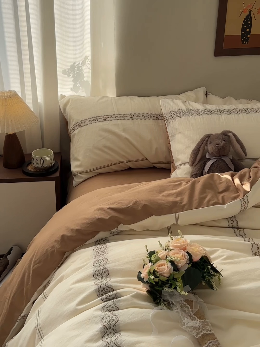 91家纺网 家纺一手货源 找家纺 艾咪-Amy ntmy 2026新款法式复古风全棉纯棉色织提花四件套-繁花 繁花咖