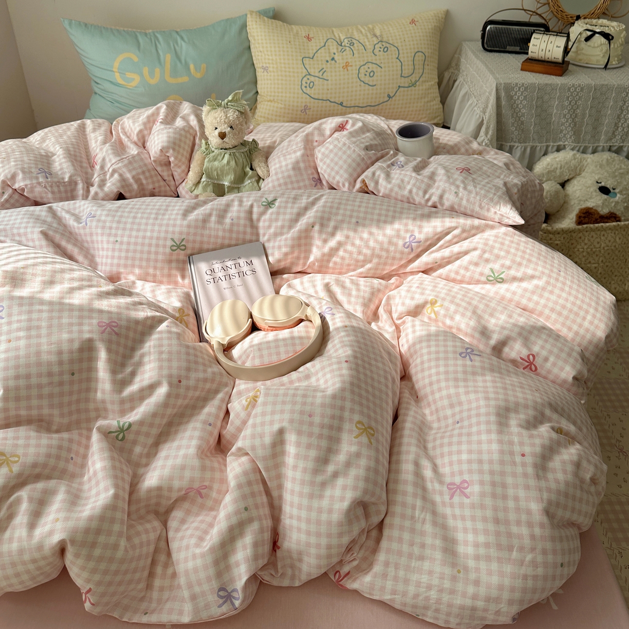 瑞莱 2026春季13372印花大版枕套甜酷风四件套 夏日恋格（粉）