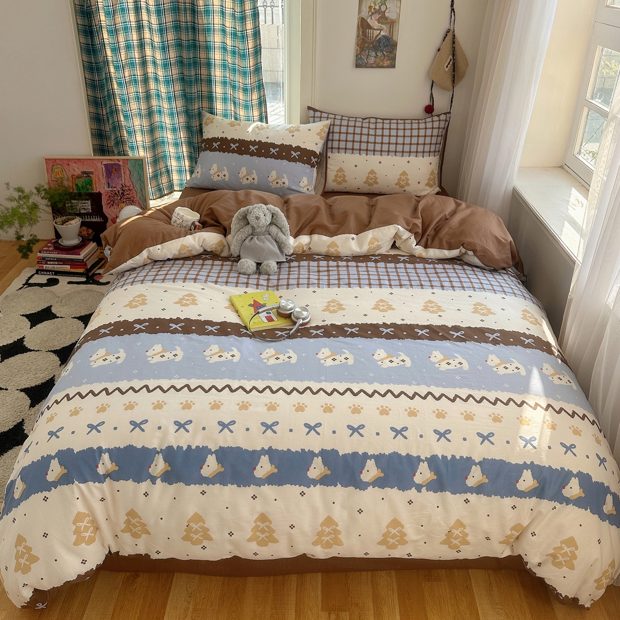 91家纺网 家纺一手货源 找家纺 瑞莱 2026新款全棉印花单被套系列 费尔岛小狗