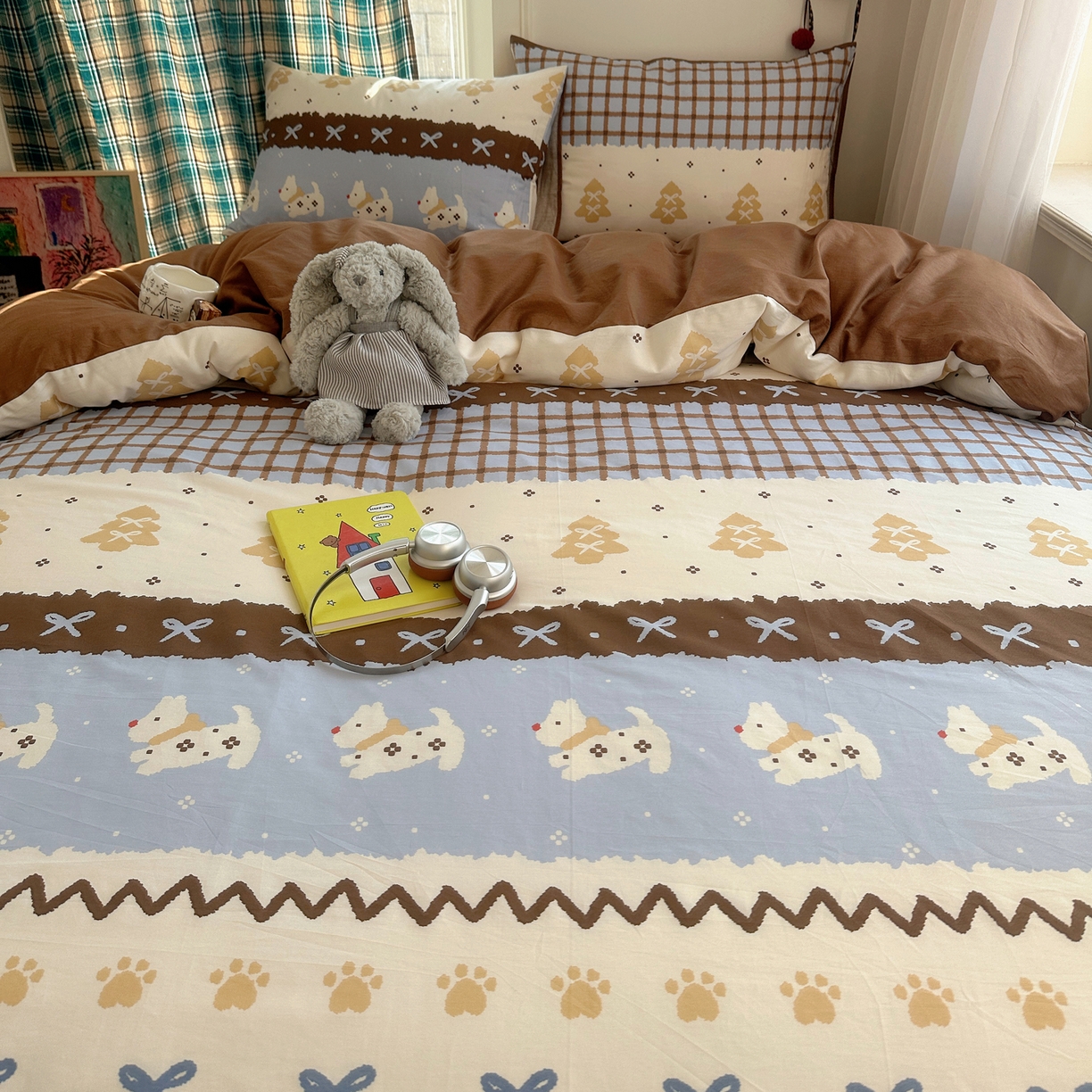 91家纺网 家纺一手货源 找家纺 瑞莱 2026新款全棉印花单被套系列 费尔岛小狗