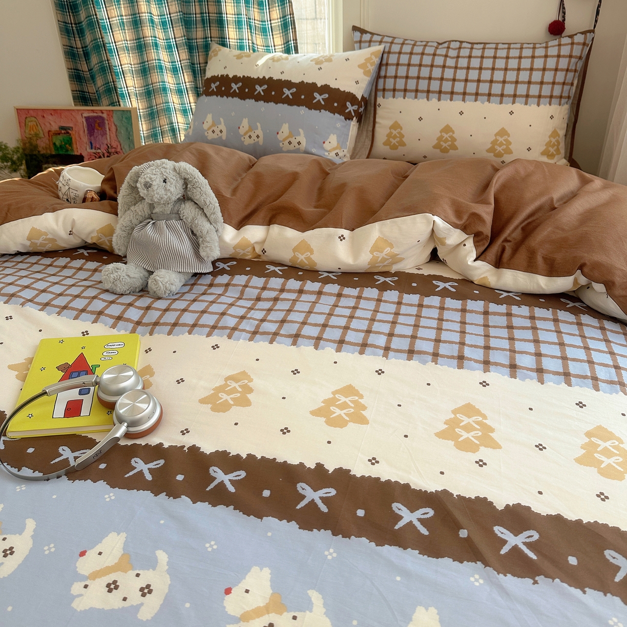 91家纺网 家纺一手货源 找家纺 瑞莱 2026新款全棉印花单被套系列 费尔岛小狗