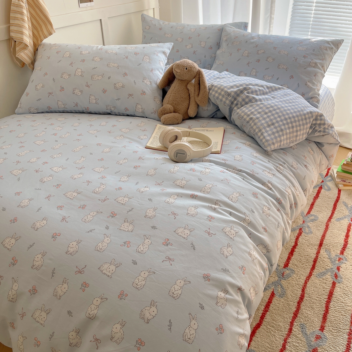 91家纺网 家纺一手货源 找家纺 瑞莱 2026新款全棉印花单被套系列 花仙兔