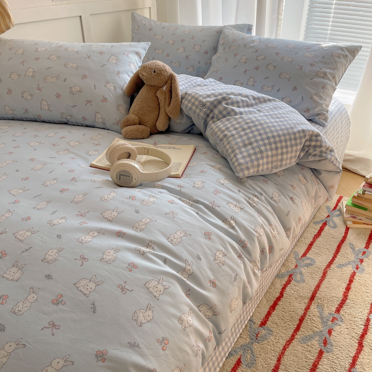 91家纺网 家纺一手货源 找家纺 瑞莱 2026新款全棉印花单被套系列 花仙兔