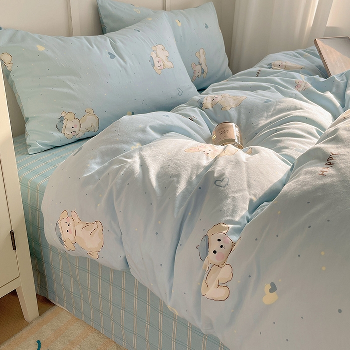 91家纺网 家纺一手货源 找家纺 瑞莱 2026新款全棉印花单被套系列 帽子小奶狗