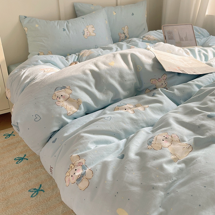 91家纺网 家纺一手货源 找家纺 瑞莱 2026新款全棉印花单被套系列 帽子小奶狗