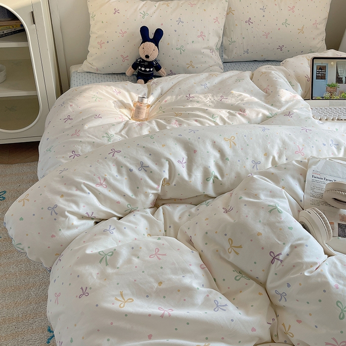 91家纺网 家纺一手货源 找家纺 瑞莱 2026新款全棉印花单被套系列 七彩蝴蝶结