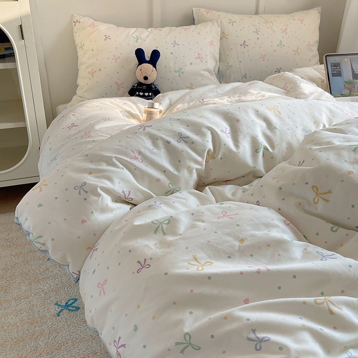 91家纺网 家纺一手货源 找家纺 瑞莱 2026新款全棉印花单被套系列 七彩蝴蝶结