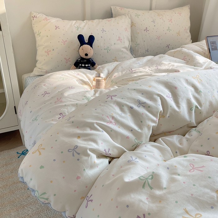 91家纺网 家纺一手货源 找家纺 瑞莱 2026新款全棉印花单被套系列 七彩蝴蝶结