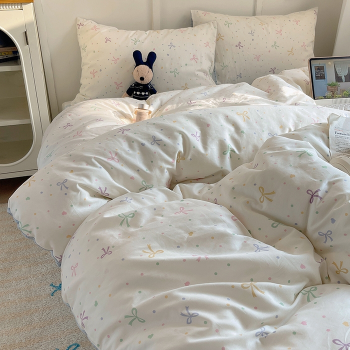 91家纺网 家纺一手货源 找家纺 瑞莱 2026新款全棉印花单被套系列 七彩蝴蝶结